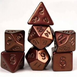DND Dice Set - Bronze Plated - 7 Acrylic Dice - Dungeons Dragons Tabletop Gaming